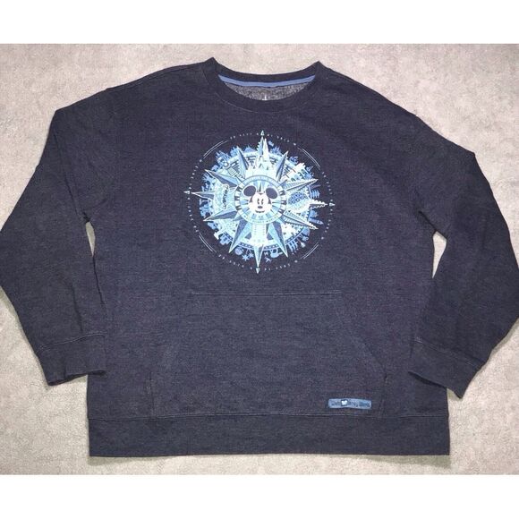 Disney Other - Disney Parks Mickey Mouse Compass Pullover XL‎ Sweatshirt Unisex Blue X-Large
